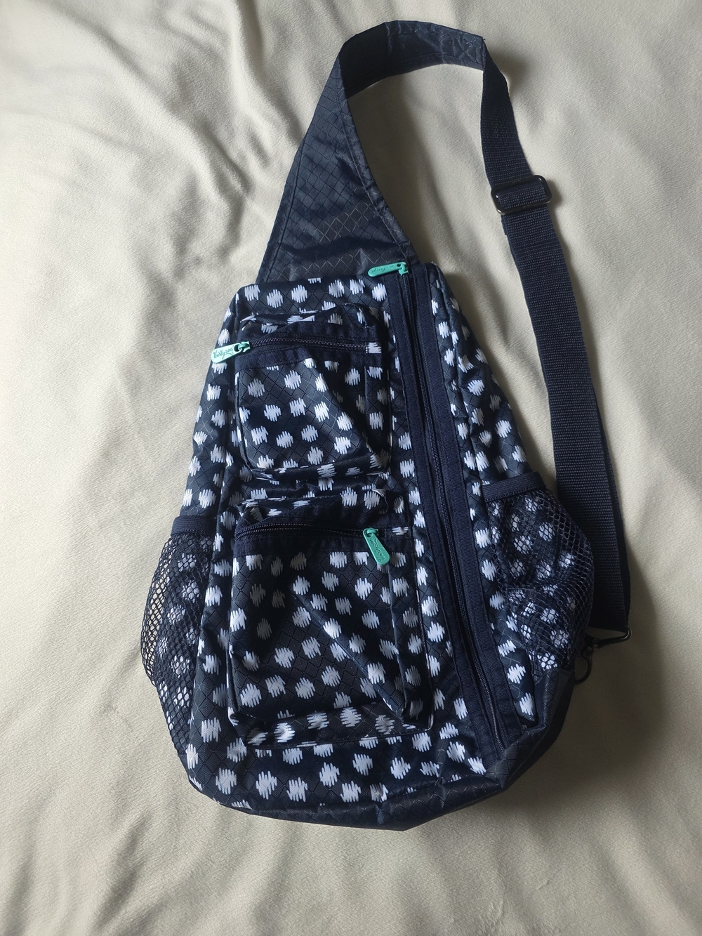 thirty-one Navy and White Dot Pattern Crossbody Sling Bag